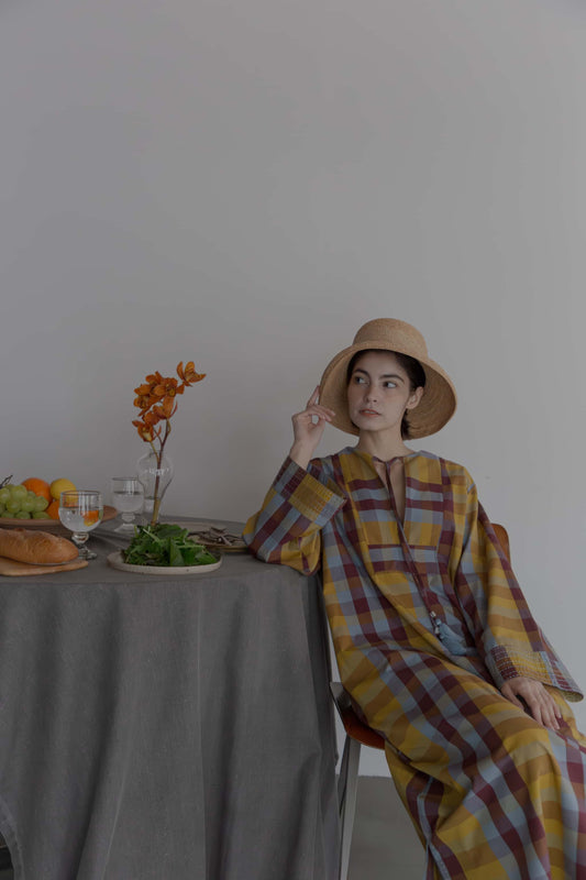 check woven dress（mix）