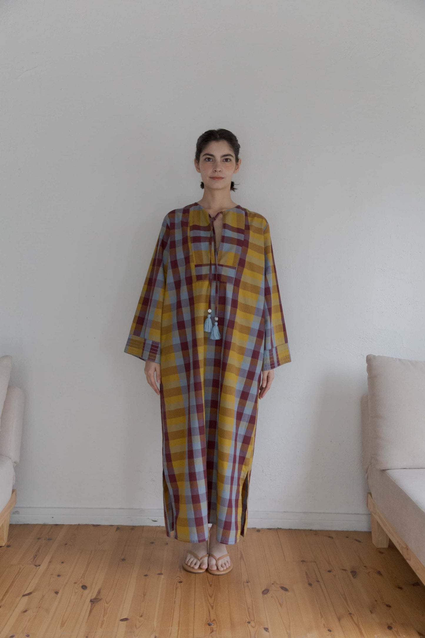 check woven dress（mix）