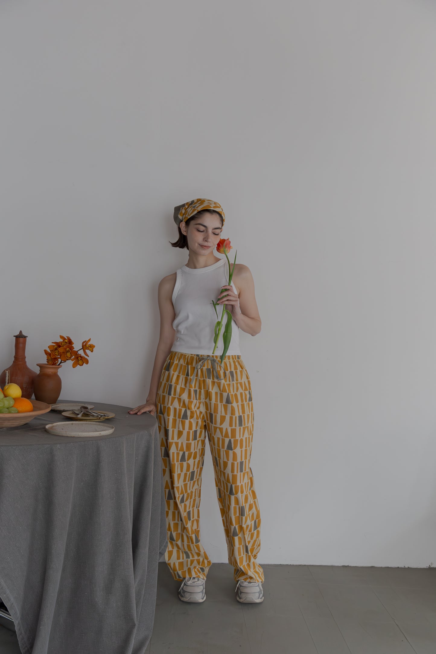 Bagru block print pants（yellow）