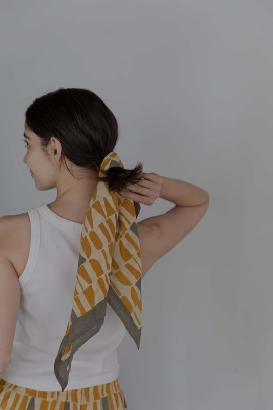 Bagru blockprint scarf（yellow）