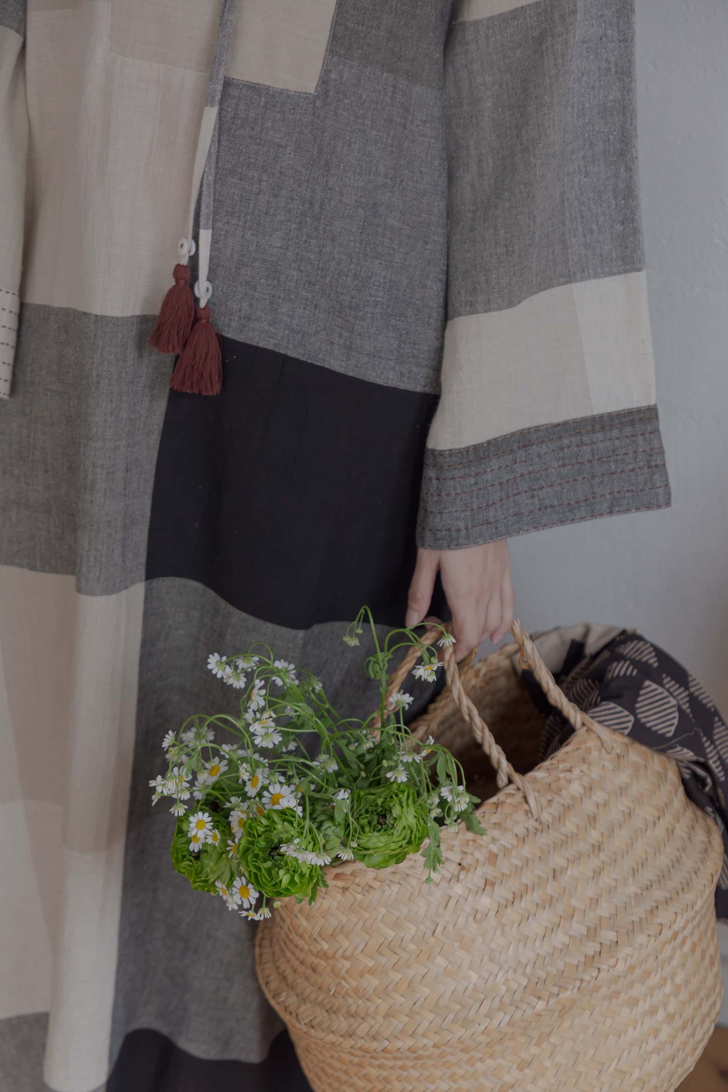 check woven dress（black）