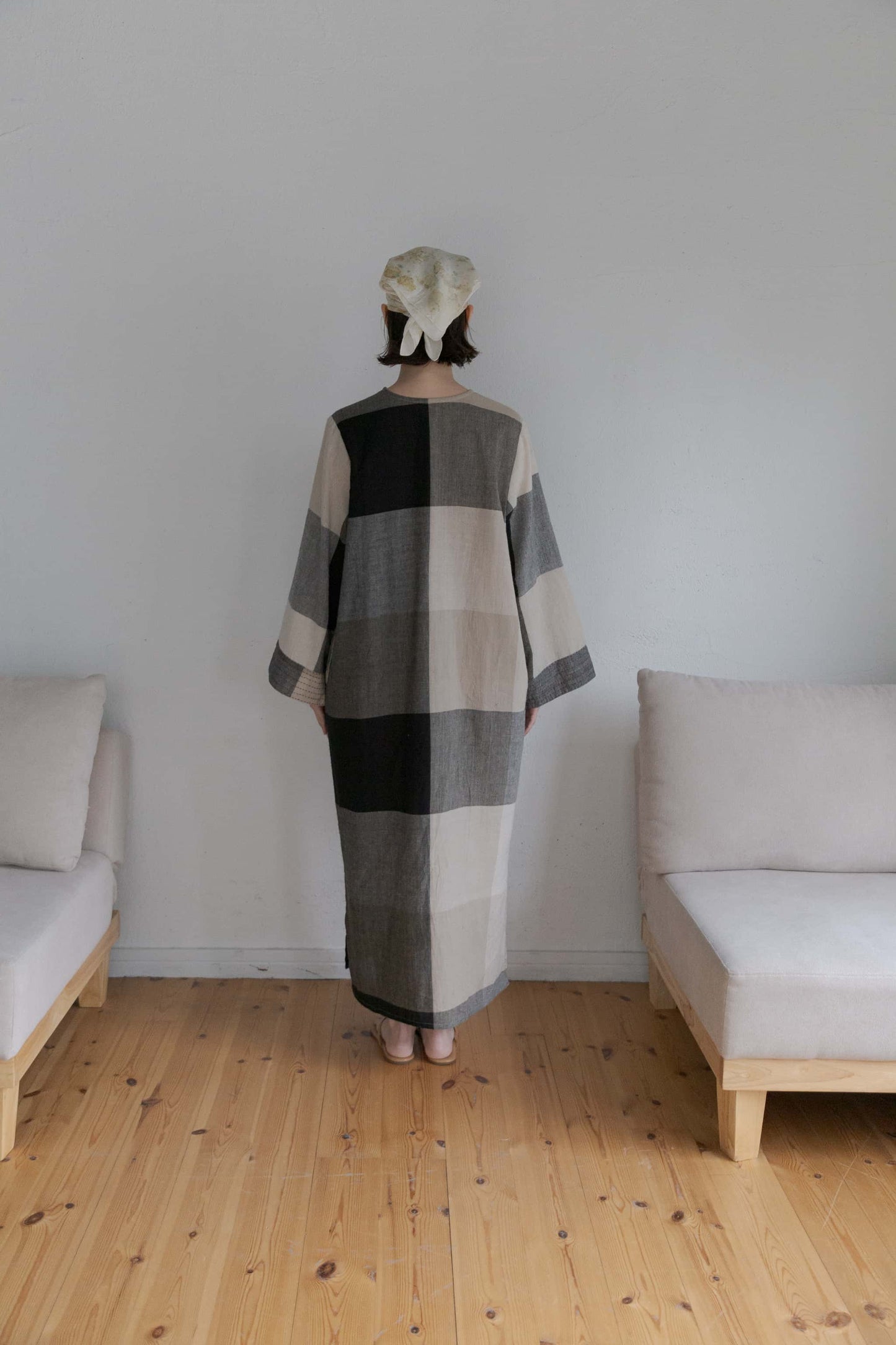 check woven dress（black）