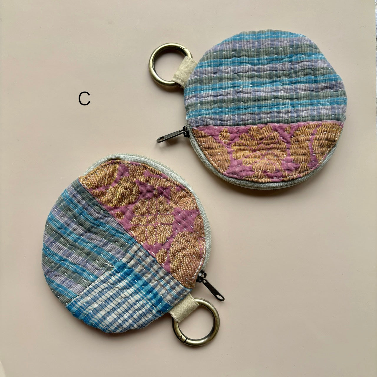 round kantha pouch