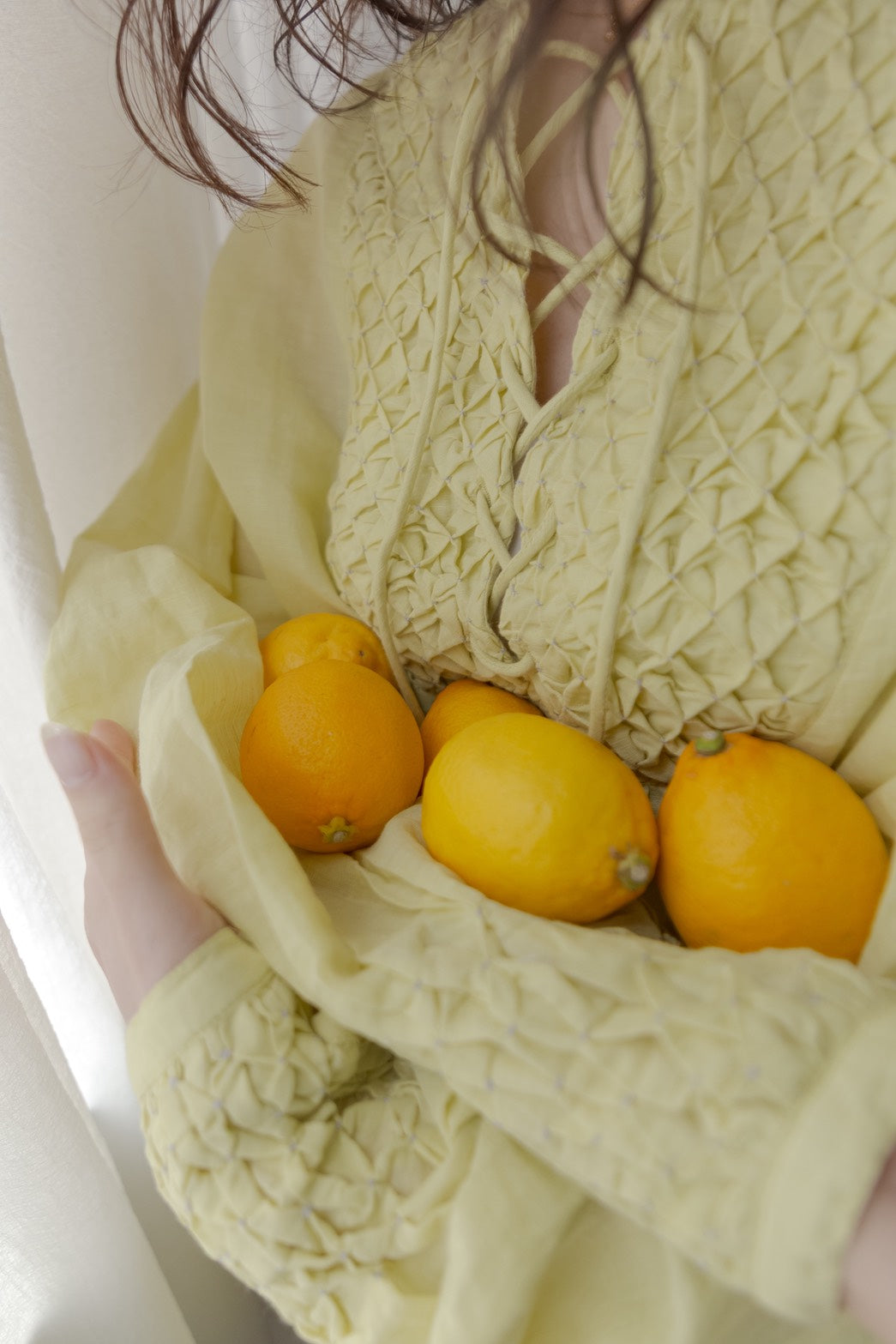 Hand smoking blouse（lemon）